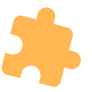 Orange puzzle piece on black background