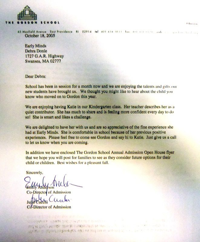 Letter from The Gordon School